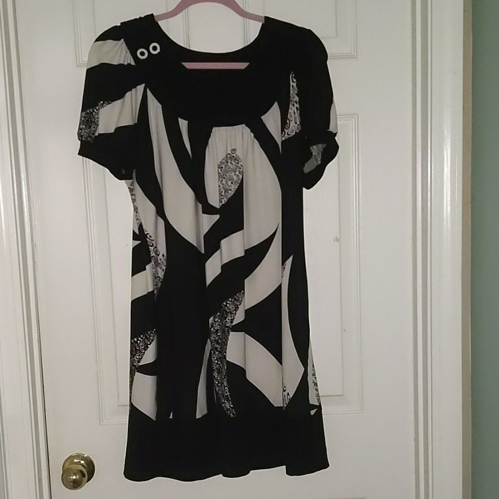 Periwinkle  black white  dress Sz 14